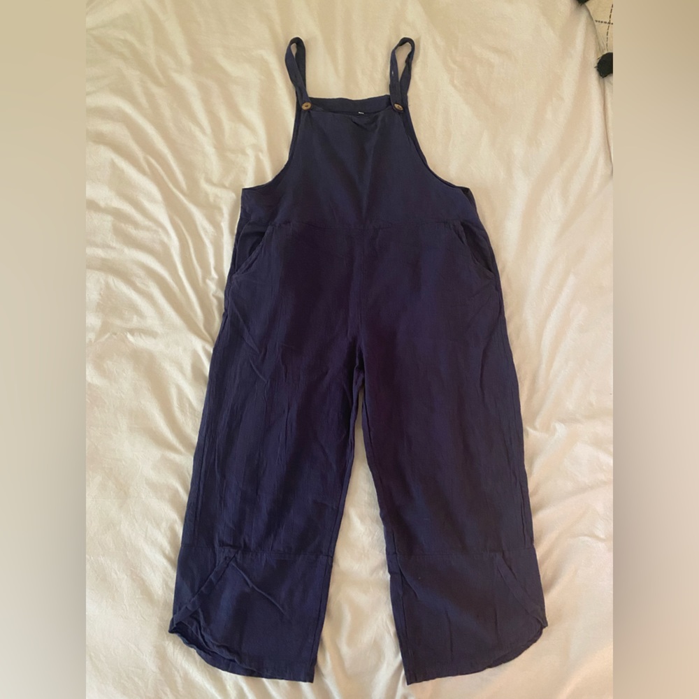 Navy Blue Capri Airy Overalls (Size Medium)